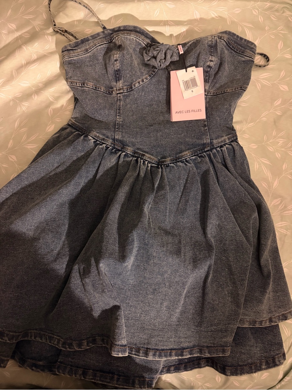 Avec Les Filles Denim Bustier Mini Dress
